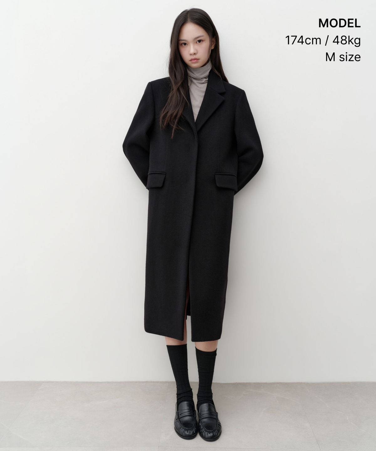 무신사 스탠다드 우먼(MUSINSA STANDARD WOMAN) 우먼즈 캐시미어 블렌드 체스터 롱 코트 [블랙]