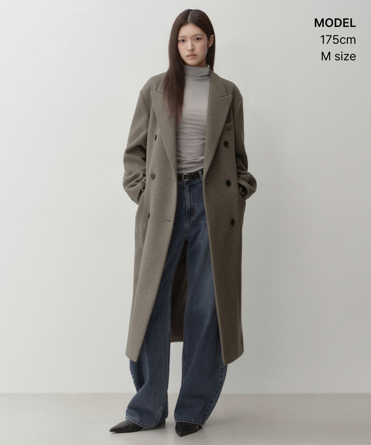 무신사 스탠다드 우먼(MUSINSA STANDARD WOMAN) 우먼즈 울 블렌드 오버 숄더 더블 코트 [토프]