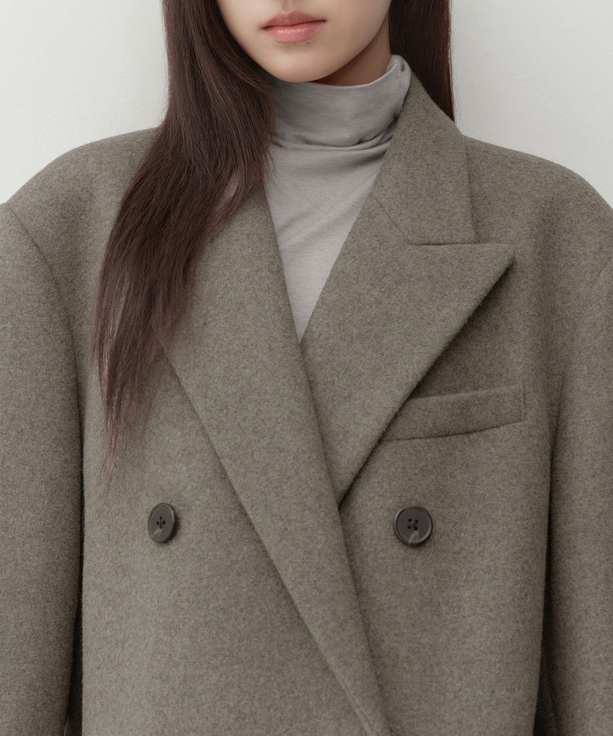 무신사 스탠다드 우먼(MUSINSA STANDARD WOMAN) 우먼즈 울 블렌드 오버 숄더 더블 코트 [토프]