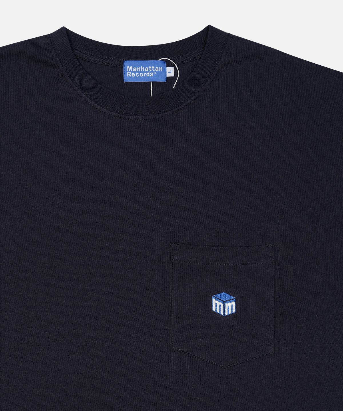맨하탄레코즈(MANHATTAN RECORDS) MR Line Logo Pocket Tee - Navy