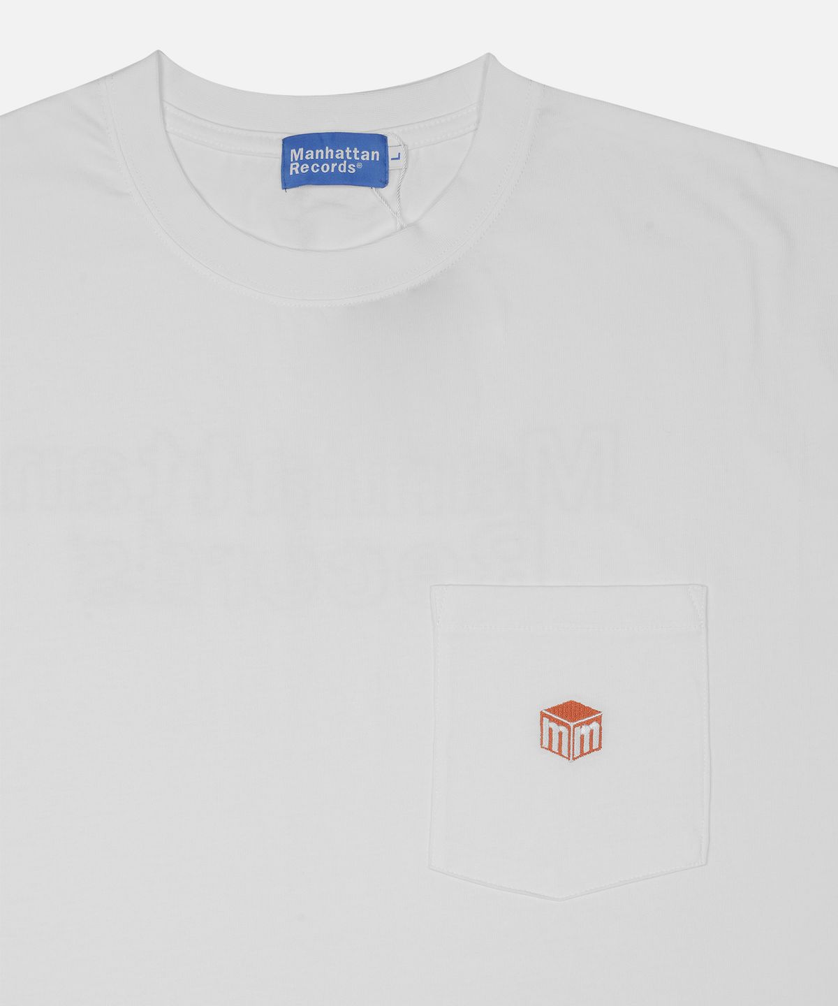 맨하탄레코즈(MANHATTAN RECORDS) MR Line Logo Pocket Tee - White