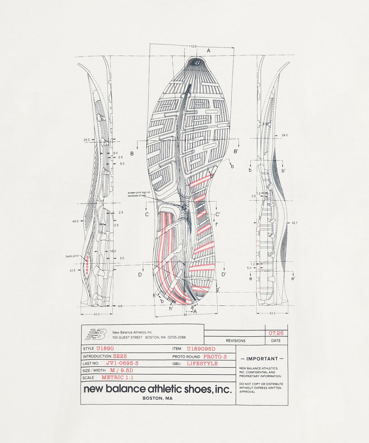 뉴발란스(NEW BALANCE) NBNEG32813 / UNI Blueprint 그래픽 반팔티 (WHITE)