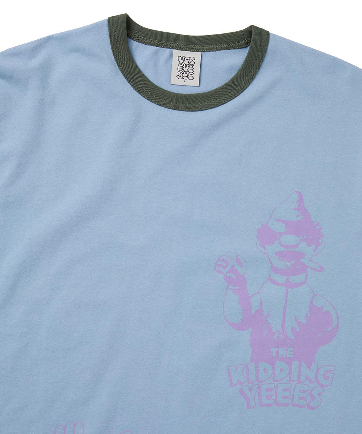 예스아이씨(YESEYESEE) The Kidding Heads Ringer Tee Light Blue