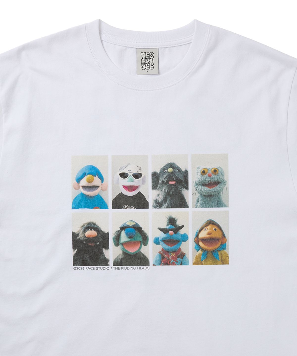 예스아이씨(YESEYESEE) The Kidding Heads Frame Tee White