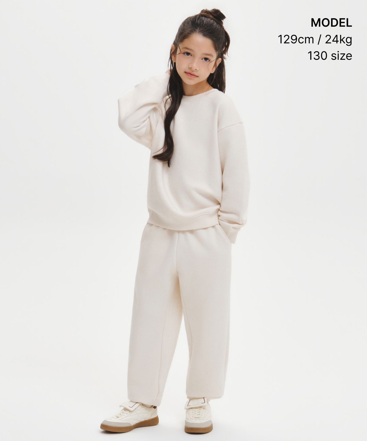 무신사 스탠다드 키즈(MUSINSA STANDARD KIDS) 기모 오버사이즈 스웨트셔츠  [크림]
