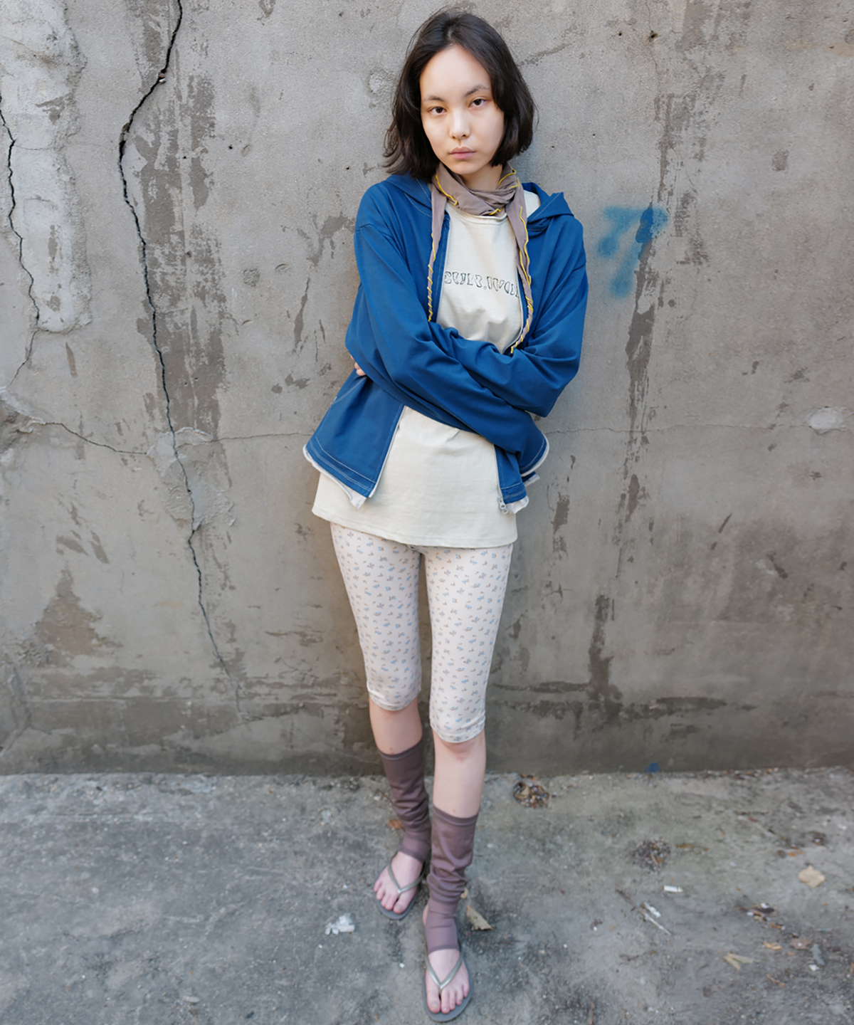 파버(FABEUR) CROISSANT SCARF (BEIGE/YELLOW)