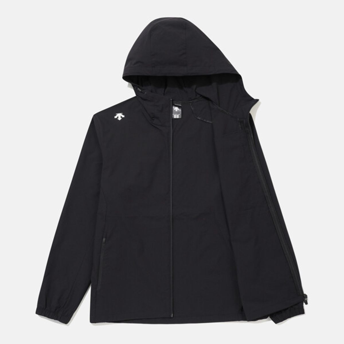 데상트(DESCENTE) 후드형 바람막이 자켓 블랙 SR323UWB71
