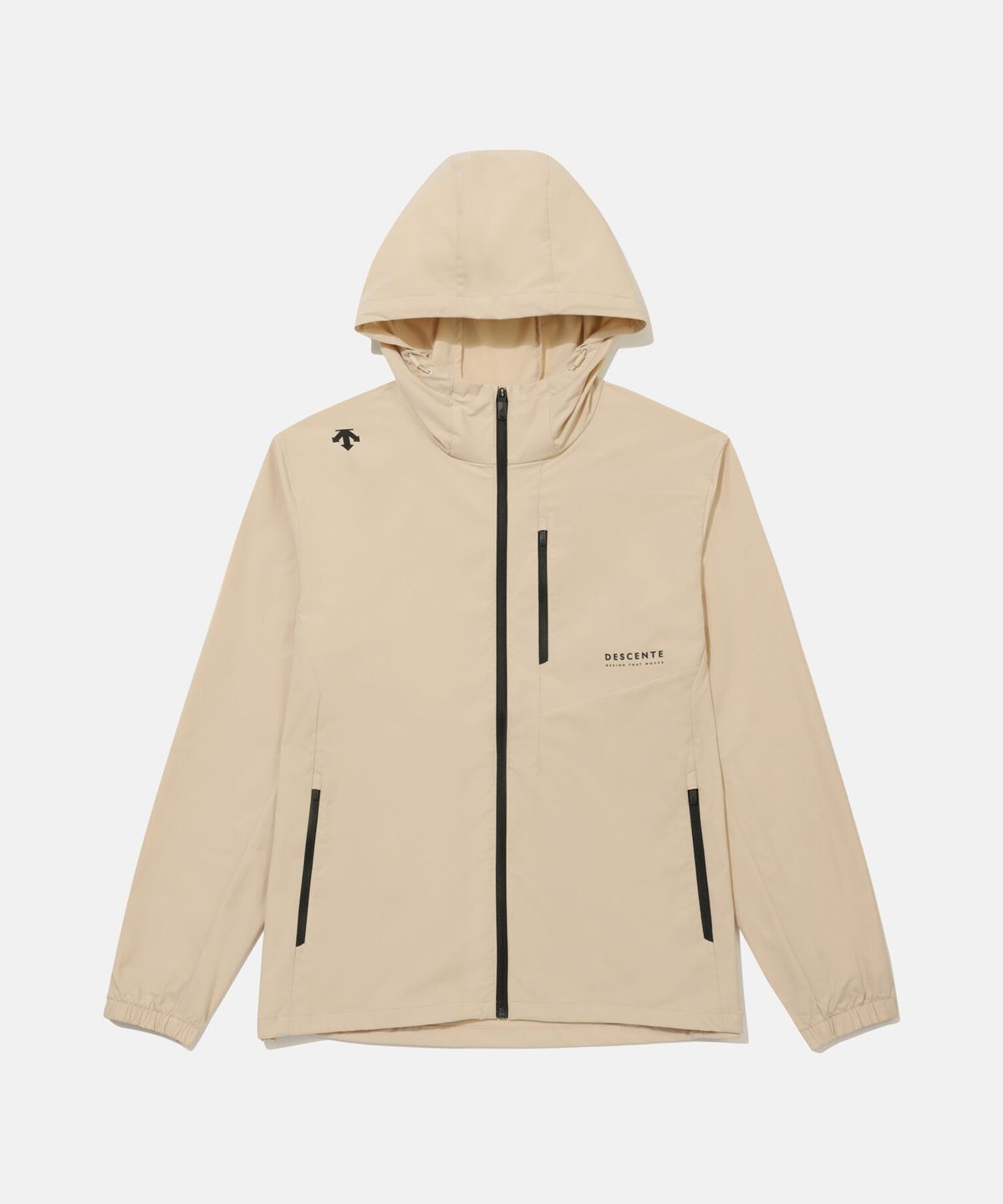 데상트(DESCENTE) 후드형 바람막이 자켓 베이지 SR323UWB71