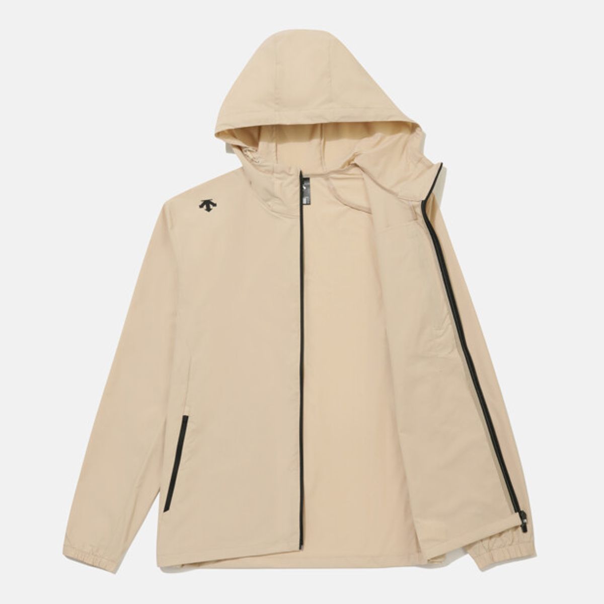 데상트(DESCENTE) 후드형 바람막이 자켓 베이지 SR323UWB71