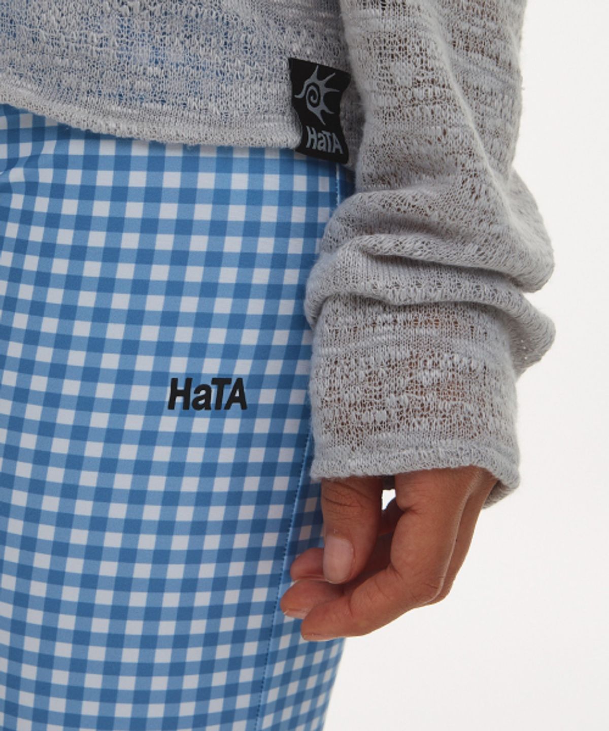 하타(HATA) Capri Swim Leggings_Blue Check