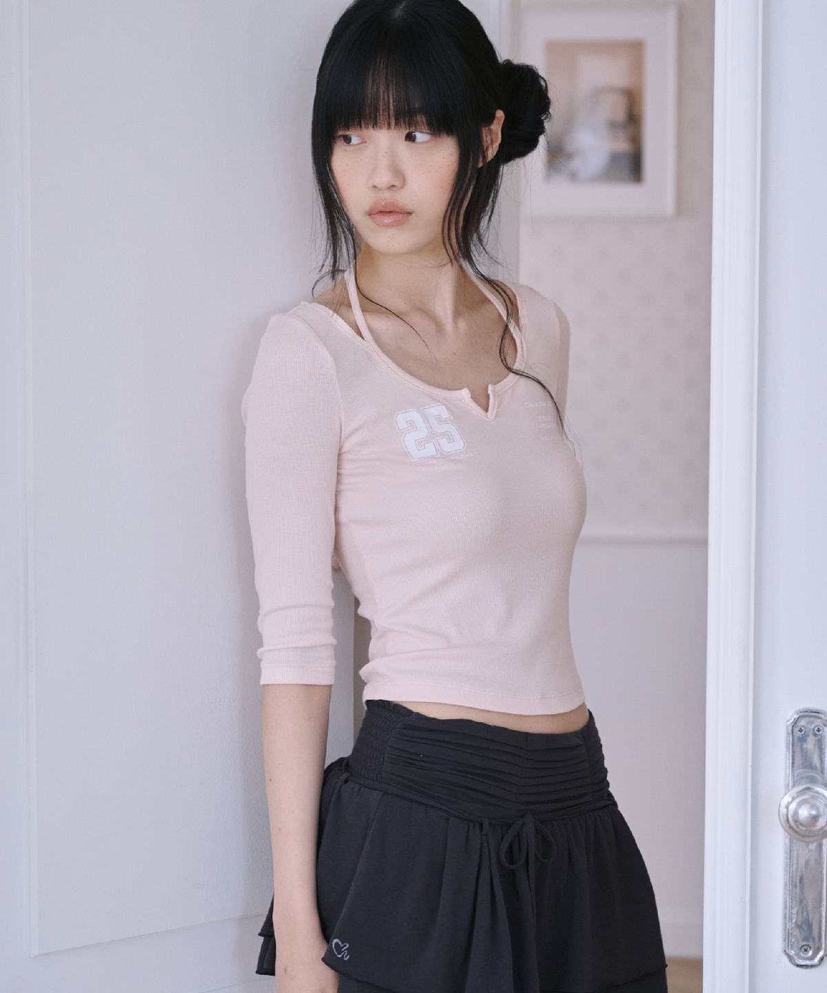 서울리(SEOULI) BAILEY SLIT TOP [POWDER PINK]