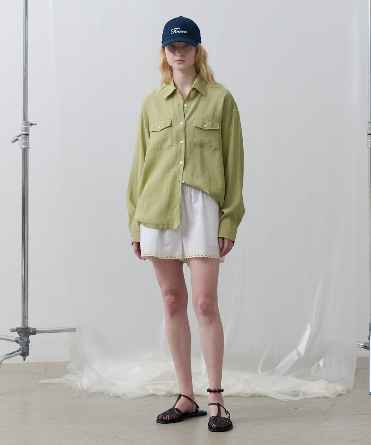 토아베(TOAVE) Sheer Two Pocket Shirt (Green)