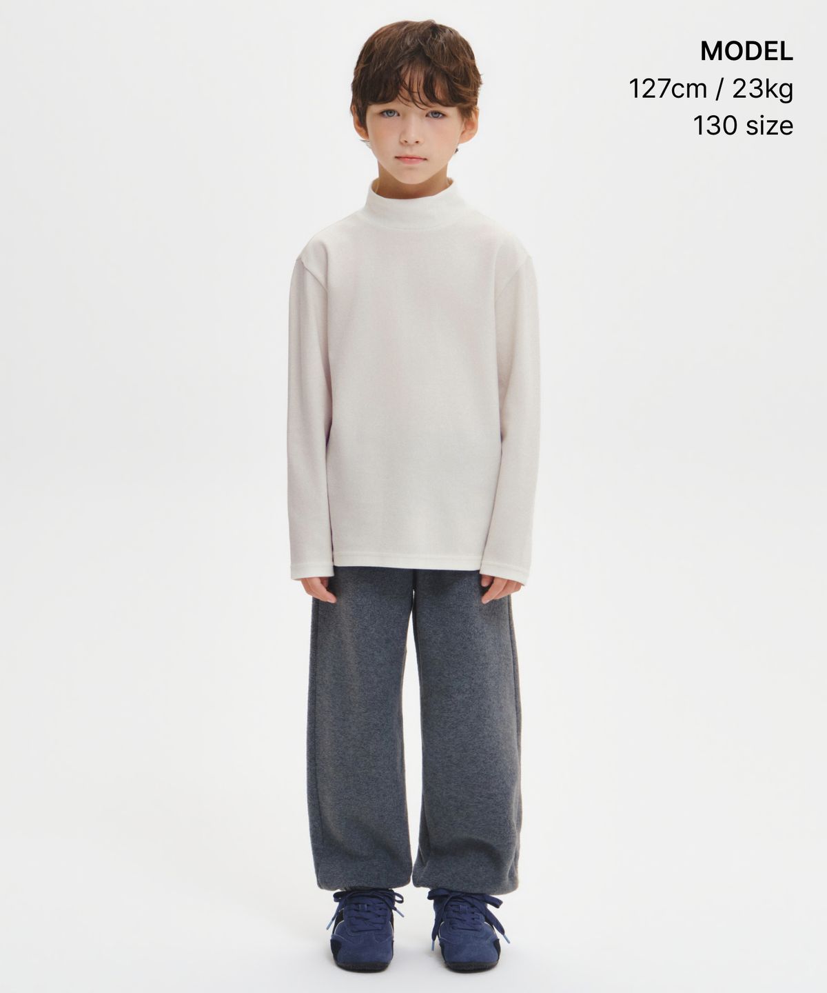 무신사 스탠다드 키즈(MUSINSA STANDARD KIDS) [힛탠다드] 터틀 넥 긴소매 티셔츠 [크림]