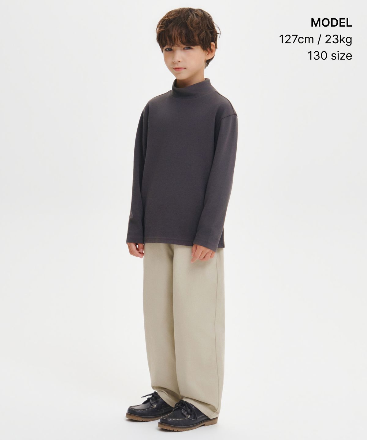무신사 스탠다드 키즈(MUSINSA STANDARD KIDS) [힛탠다드] 터틀 넥 긴소매 티셔츠 [건메탈]
