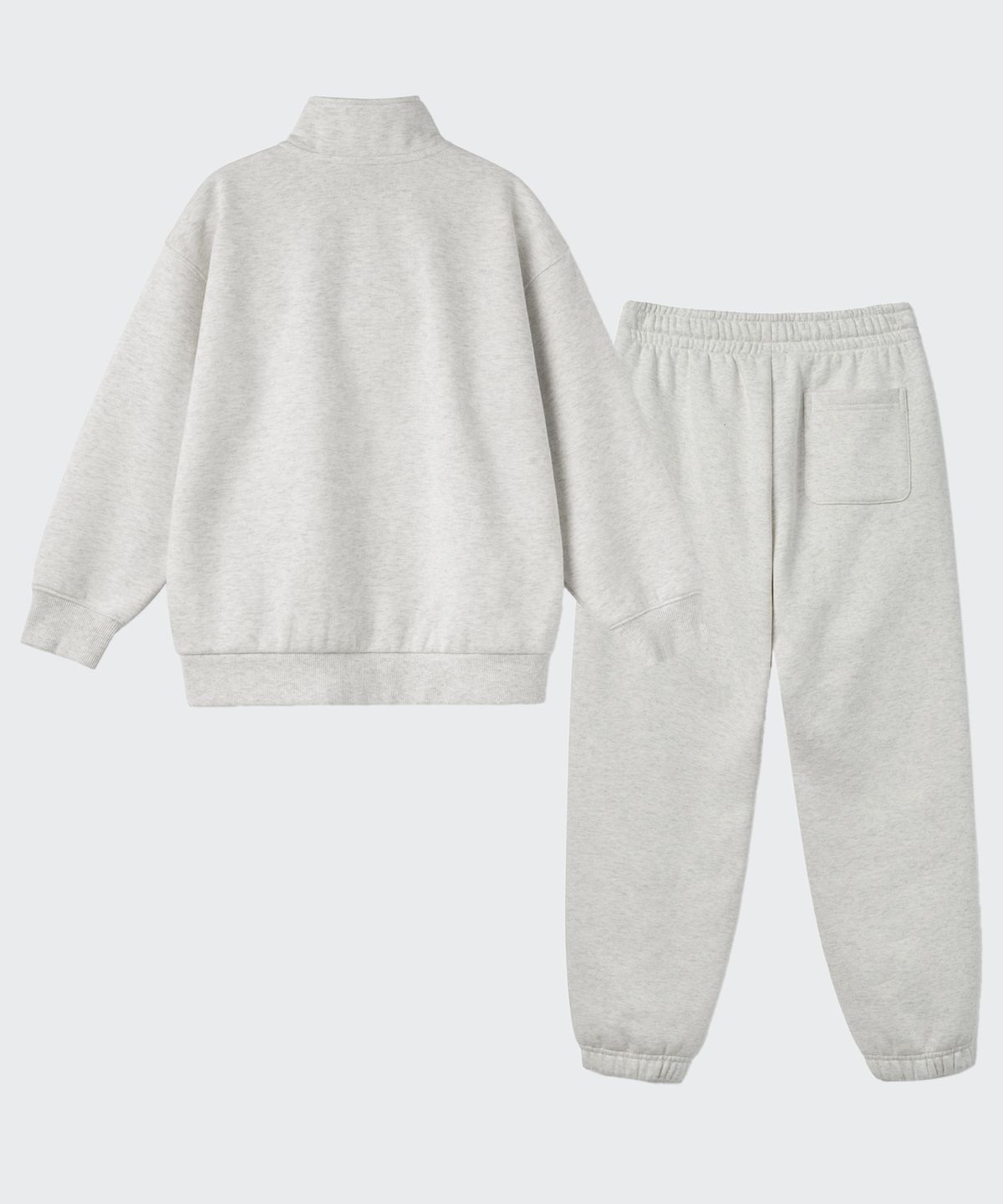 무신사 스탠다드 키즈(MUSINSA STANDARD KIDS) 기모 오버사이즈 하프 집업 스웨트셔츠 & 기모 스웨트 팬츠 셋업 [오트밀]