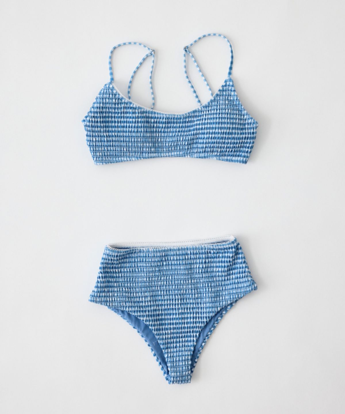 하타(HATA) Check Smocked Bikini Set_Blue