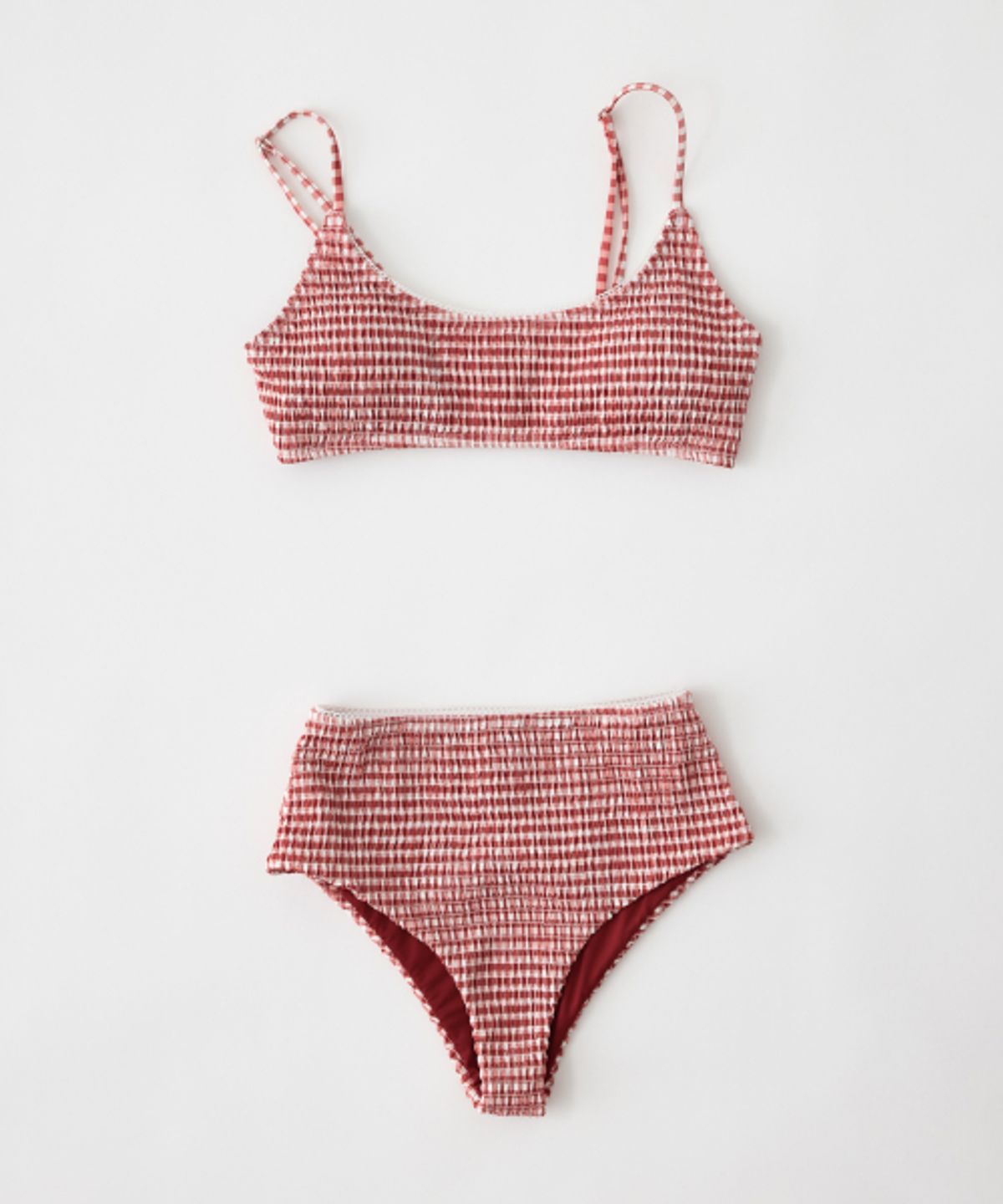 하타(HATA) Check Smocked Bikini Set_Red