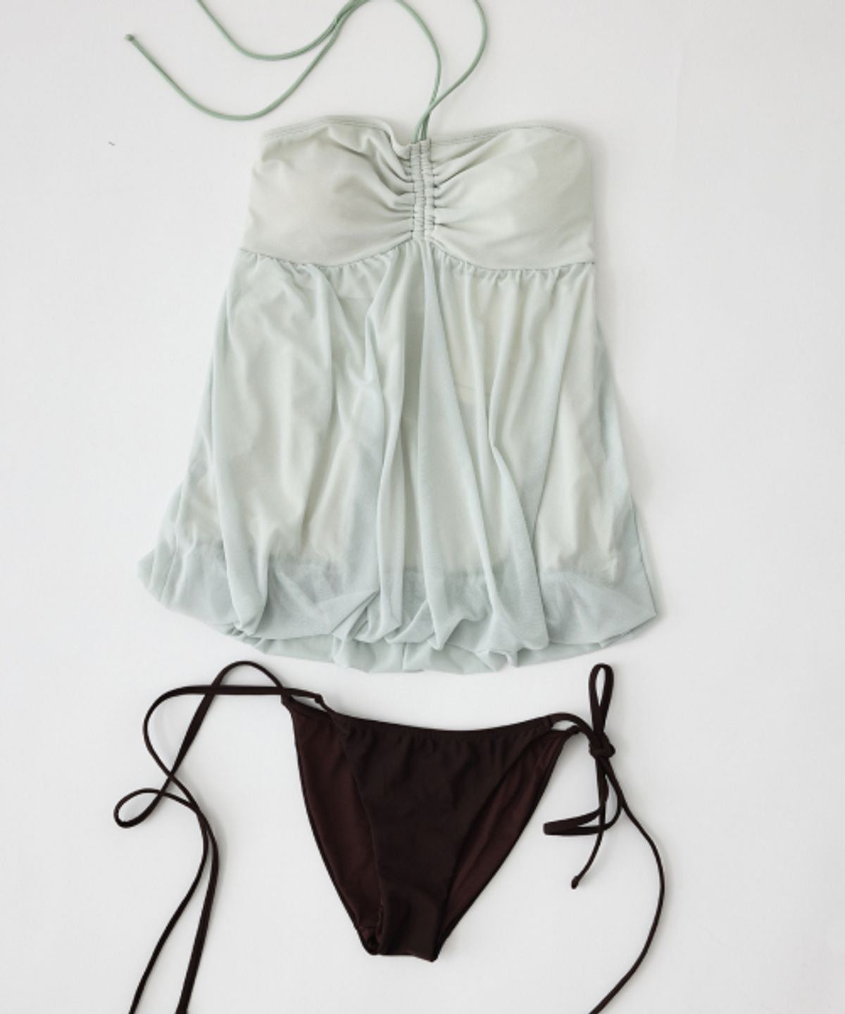 하타(HATA) Balloon Shirring Halter Neck Bikini Set_Mint