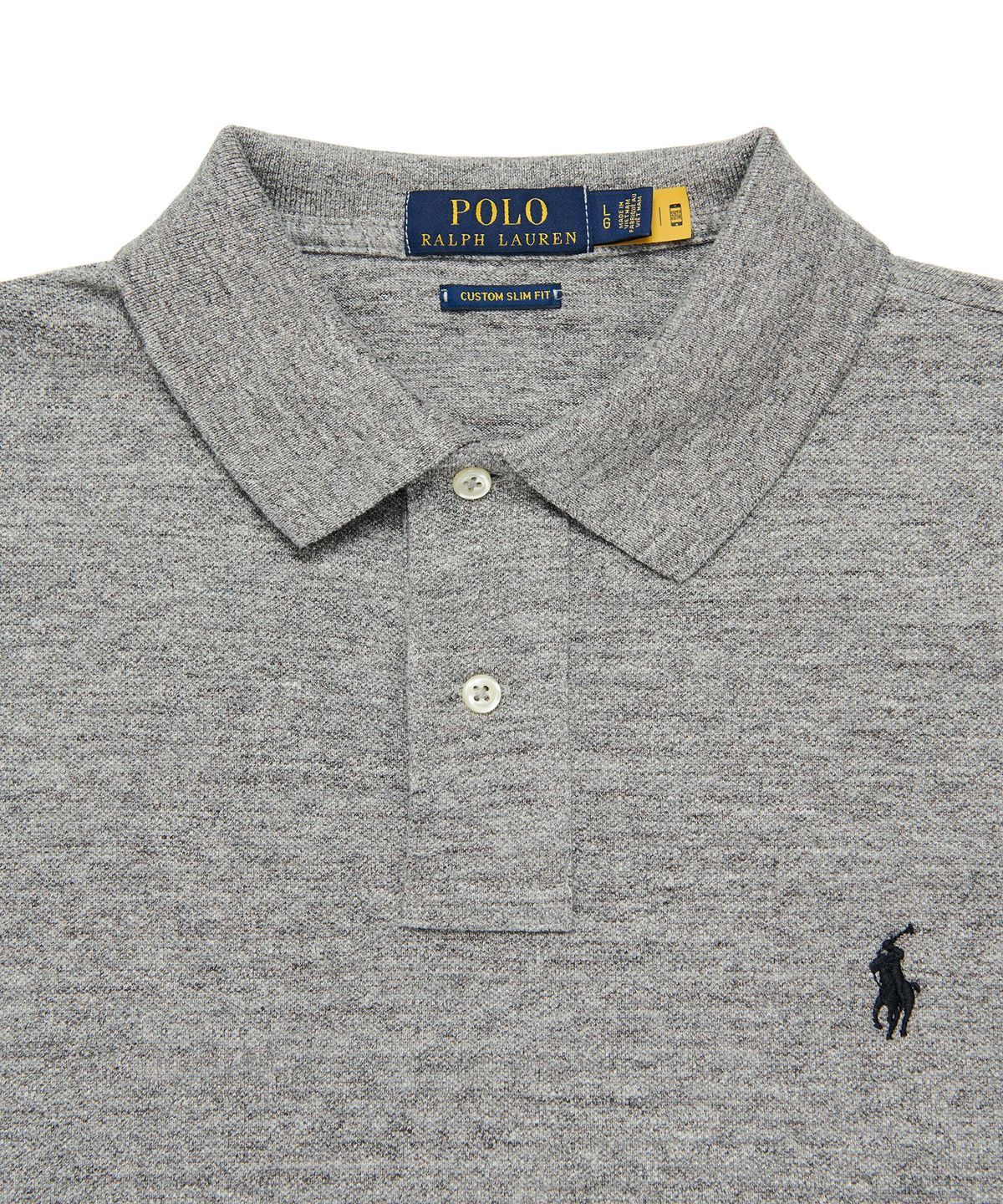 폴로 랄프 로렌(POLO RALPH LAUREN) 커스텀 슬림핏 메시 폴로 셔츠-그레이