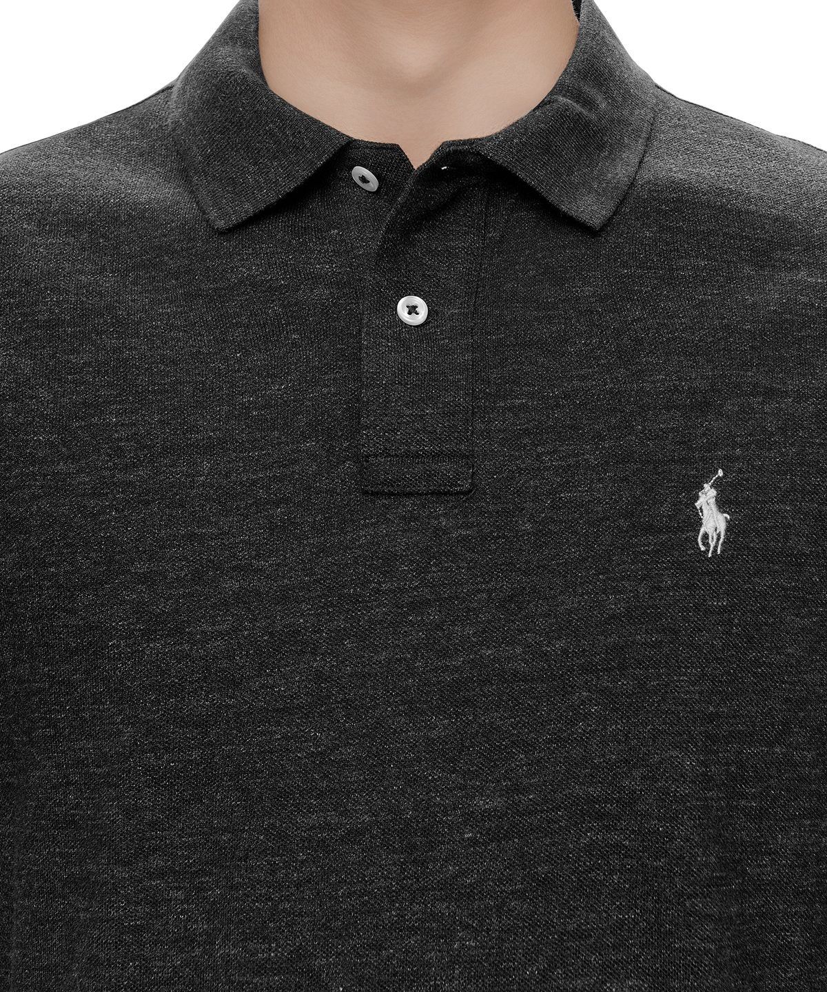 폴로 랄프 로렌(POLO RALPH LAUREN) 커스텀 슬림핏 메시 폴로 셔츠-블랙