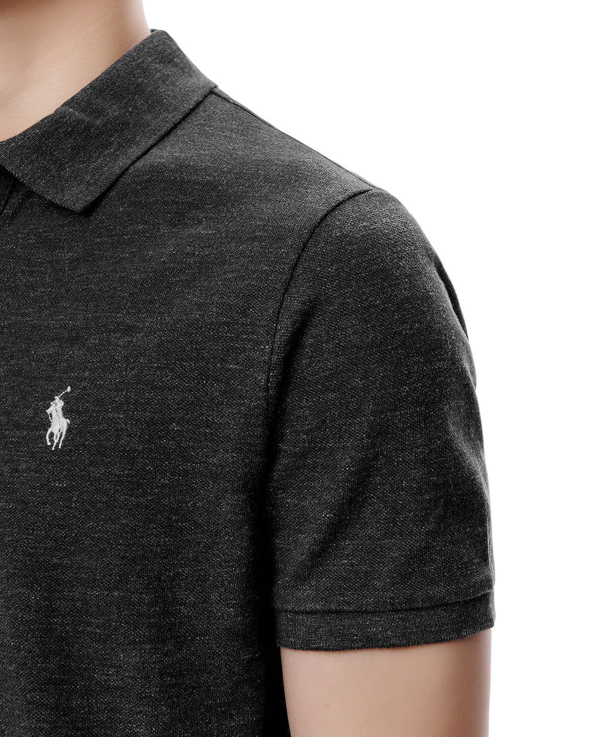 폴로 랄프 로렌(POLO RALPH LAUREN) 커스텀 슬림핏 메시 폴로 셔츠-블랙