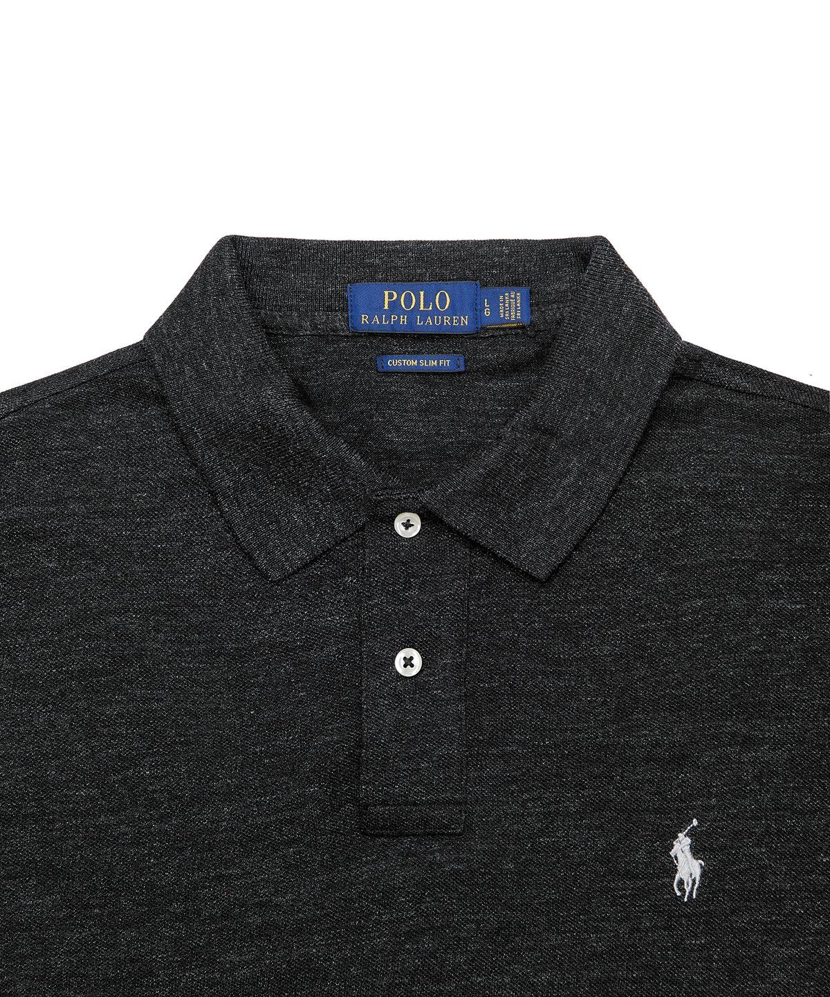 폴로 랄프 로렌(POLO RALPH LAUREN) 커스텀 슬림핏 메시 폴로 셔츠-블랙