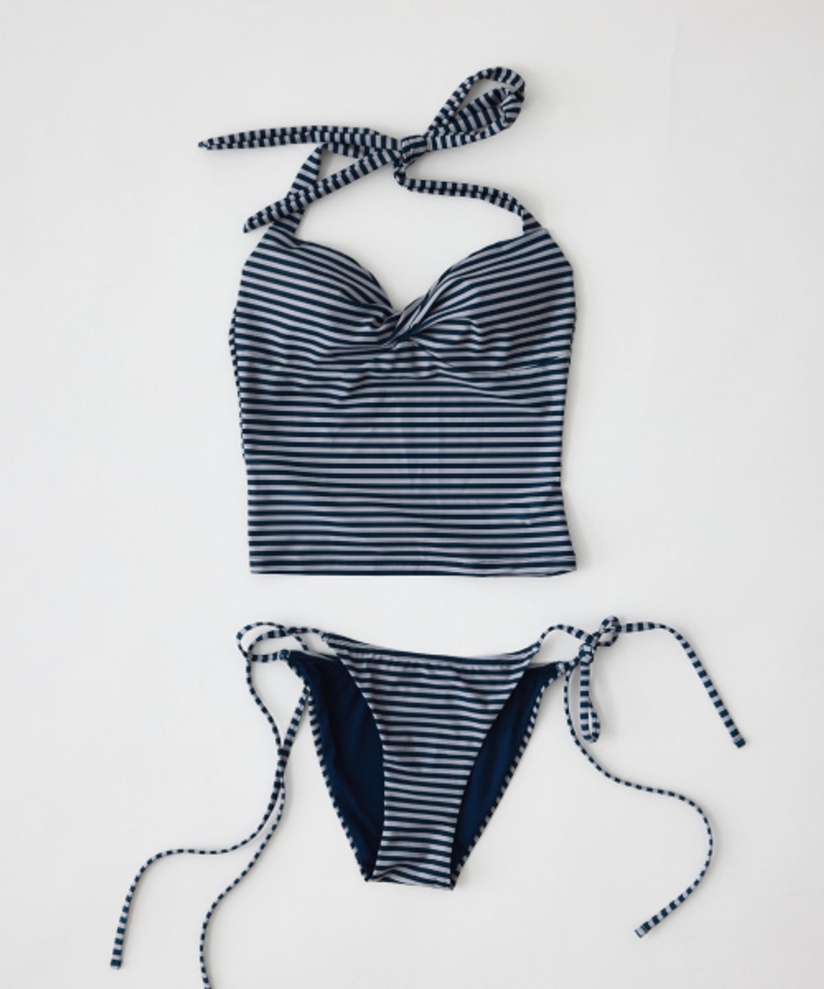 하타(HATA) Stripe Halter Neck Bikini Set_Navy