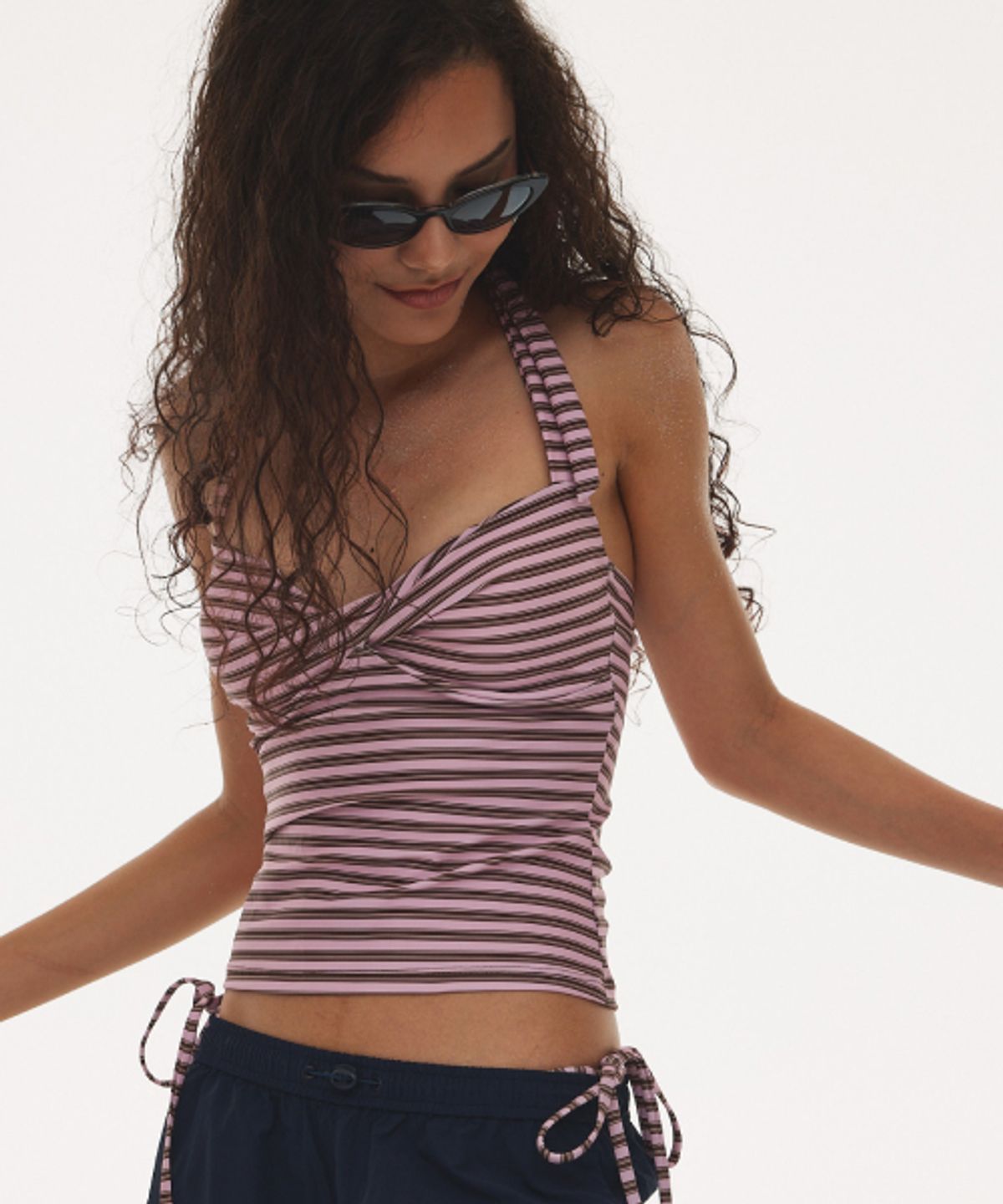 하타(HATA) Stripe Halter Neck Bikini Set_Pink