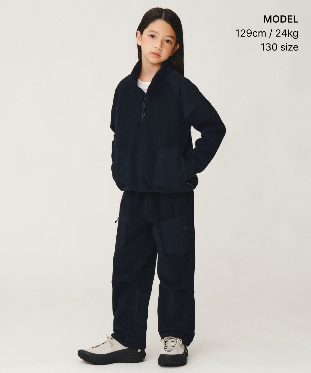 무신사 스탠다드 키즈(MUSINSA STANDARD KIDS) [시티 레저] 폴라 플리스 벨티드 밴딩 팬츠 [네이비]