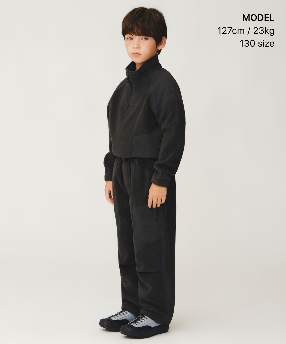 무신사 스탠다드 키즈(MUSINSA STANDARD KIDS) [시티 레저] 폴라 플리스 벨티드 밴딩 팬츠 [그레이]