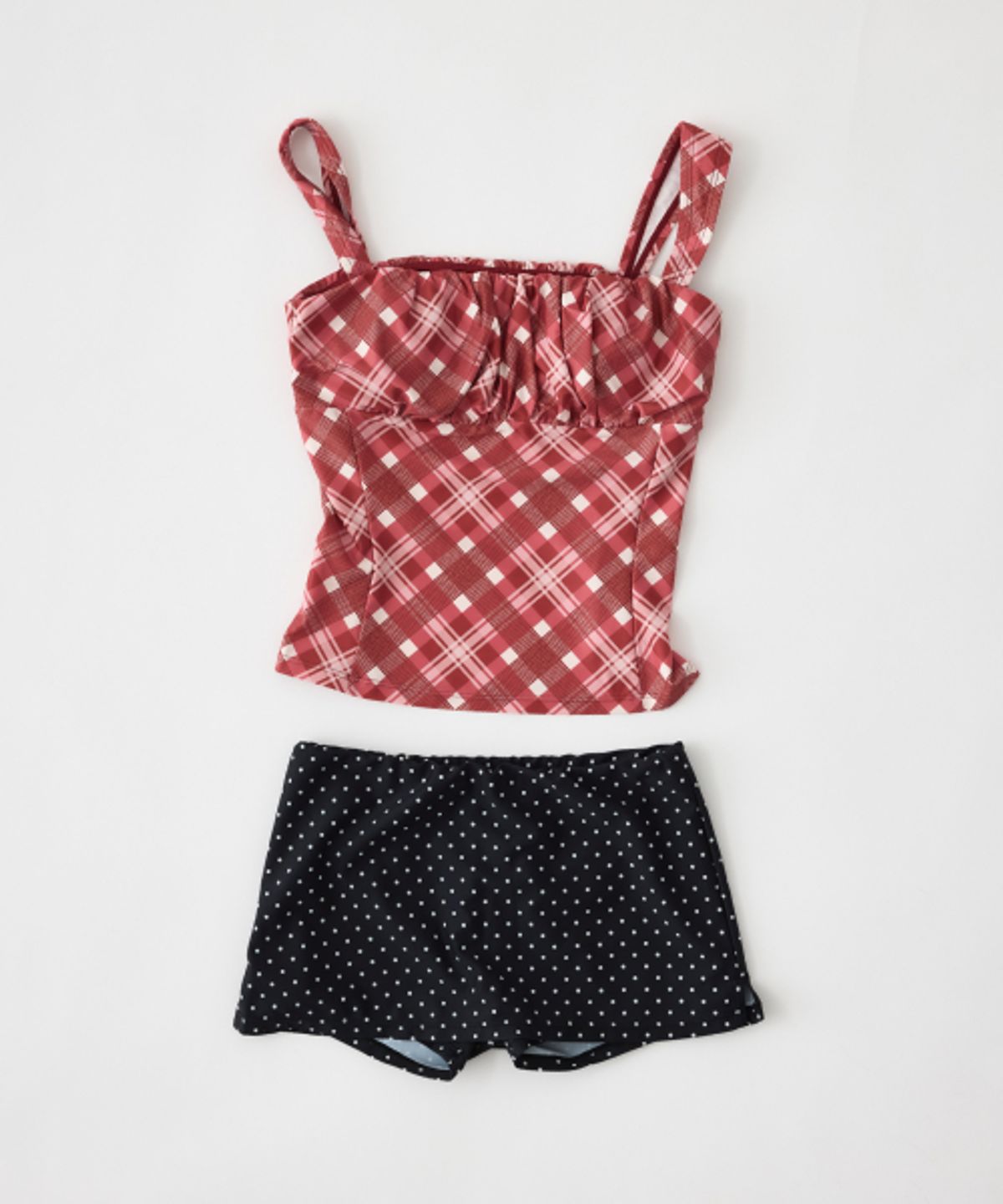 하타(HATA) Vintage Square Neck Bikini Set_Vintage Red Check