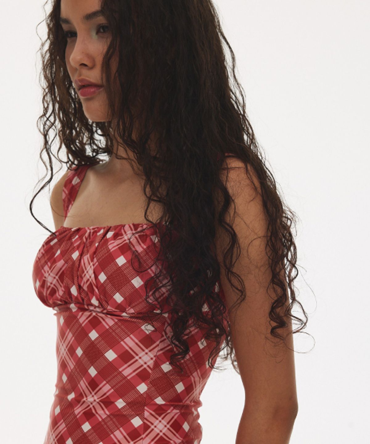 하타(HATA) Vintage Square Neck Bikini Set_Vintage Red Check