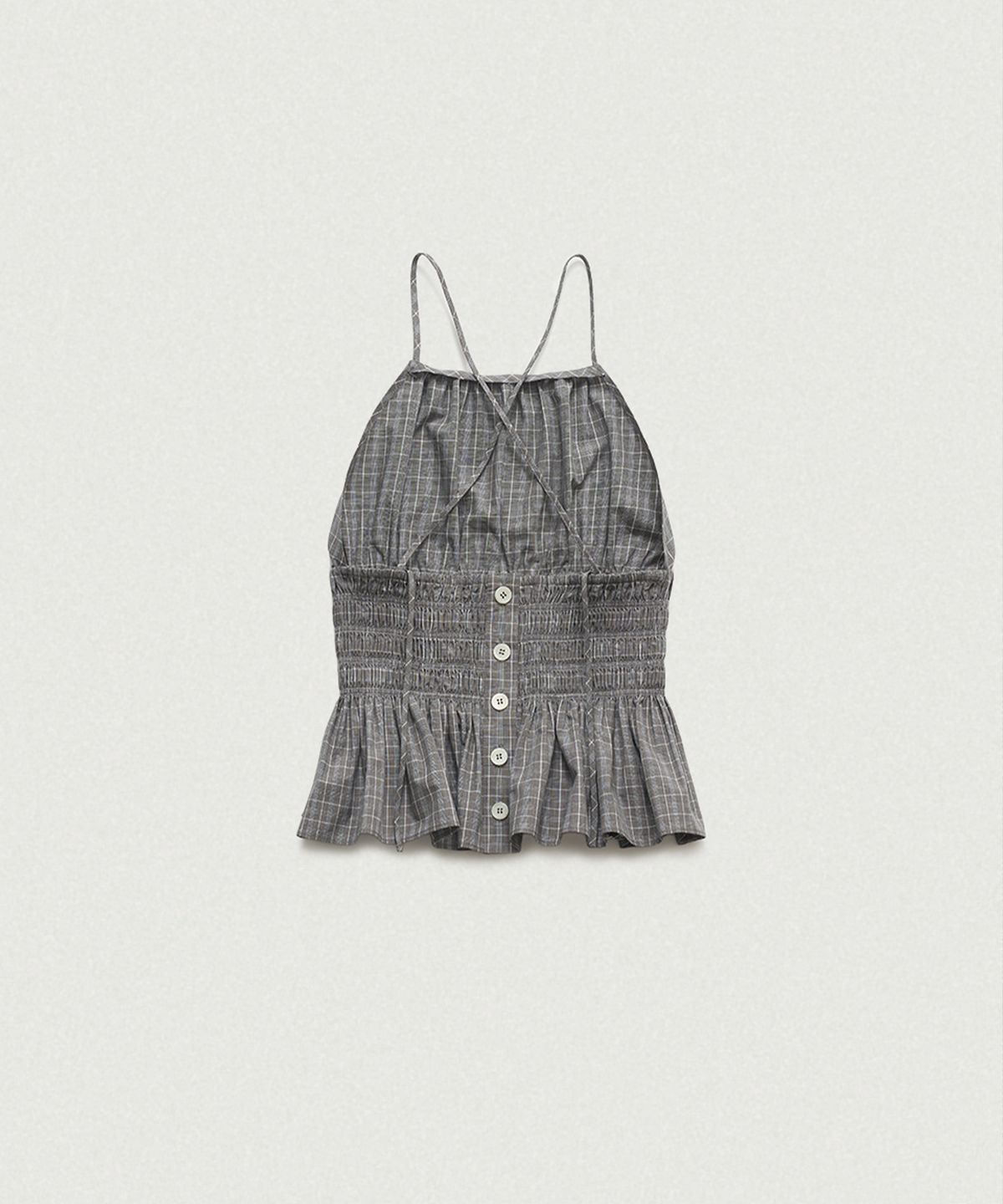 더바넷(THEBARNNET) Eddy Check Halter Neck Blouse_Grey
