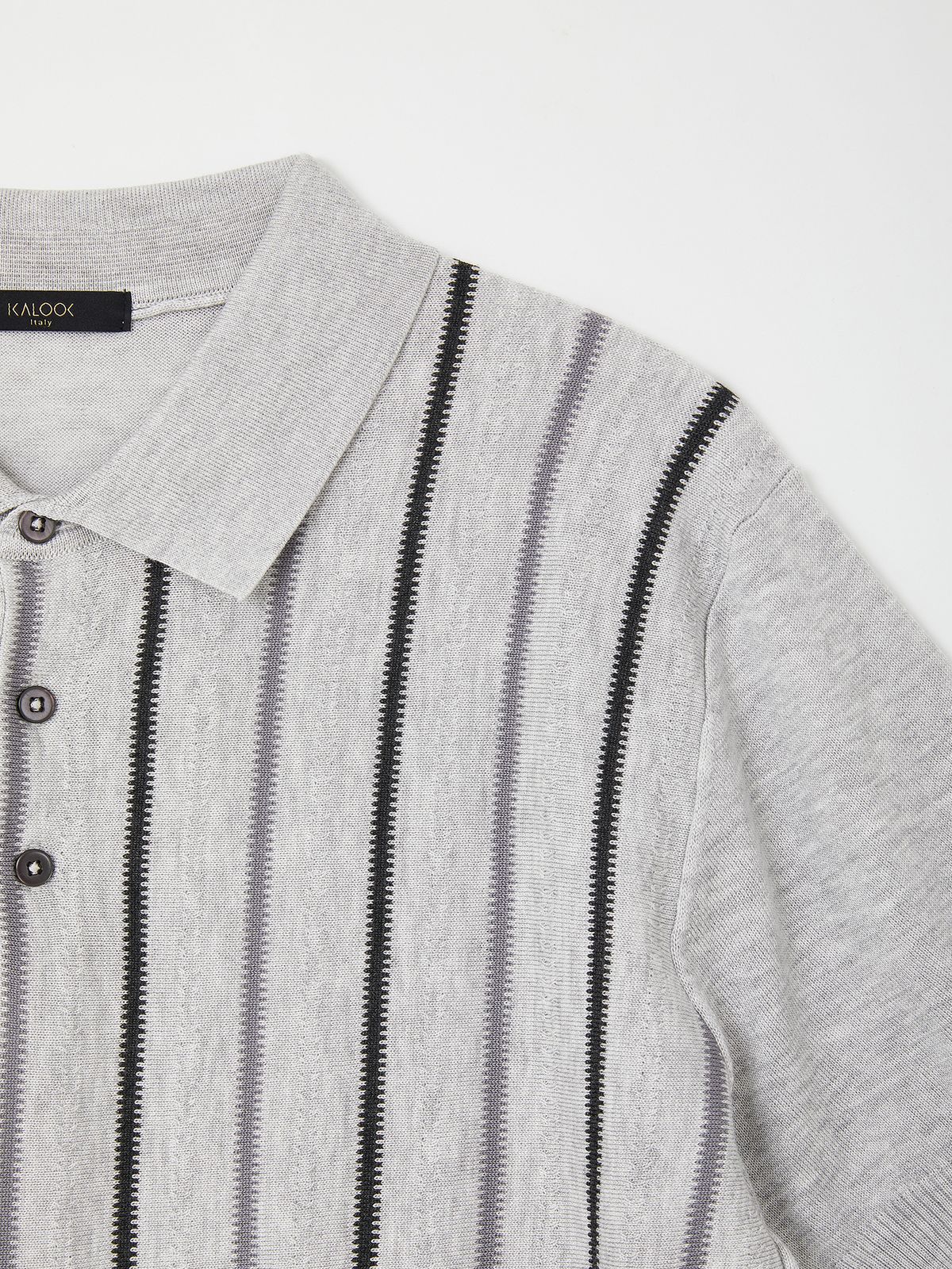 이카룩(IKALOOK) 스트라이프 3버튼 카라넥 반팔 티 DSTEE127
