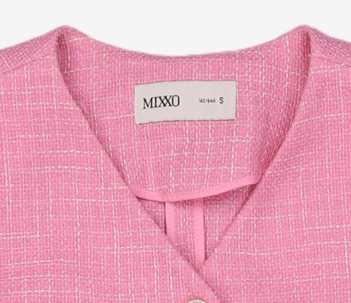미쏘(MIXXO) 트위드 V넥 반팔자켓_MIWJKD513B S