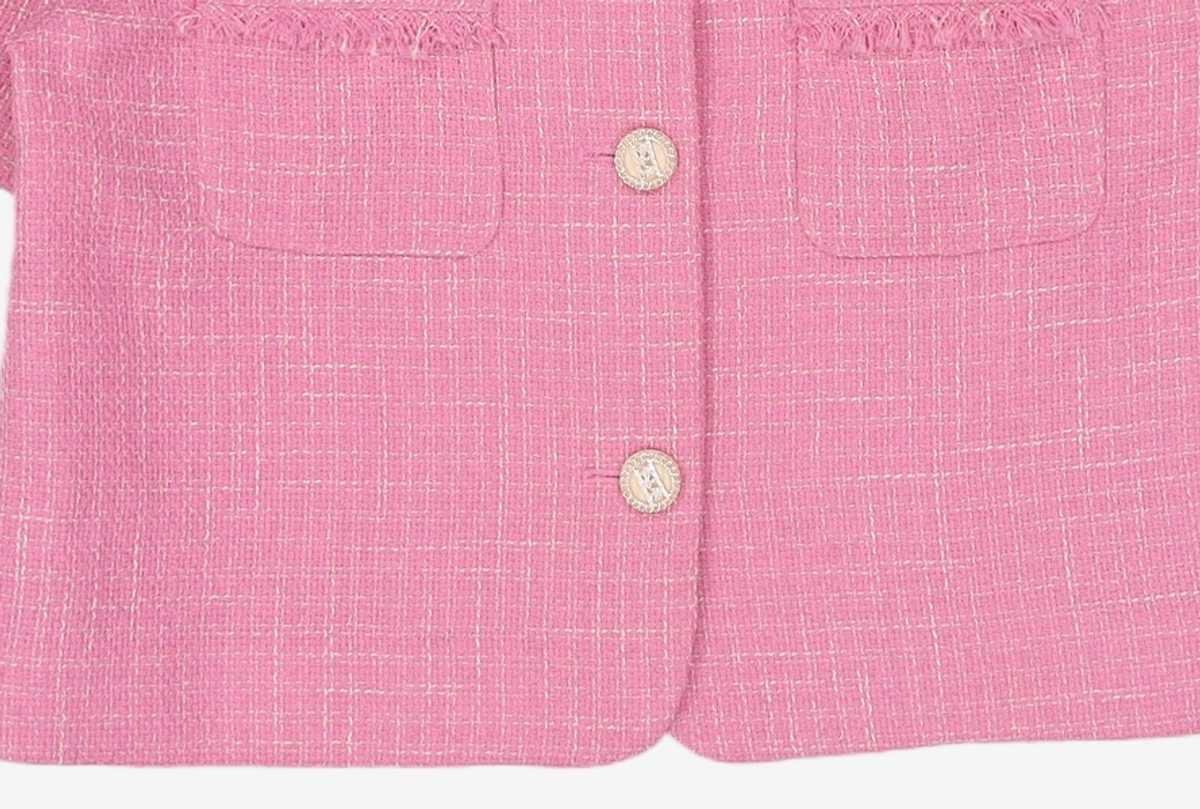 미쏘(MIXXO) 트위드 V넥 반팔자켓_MIWJKD513B S