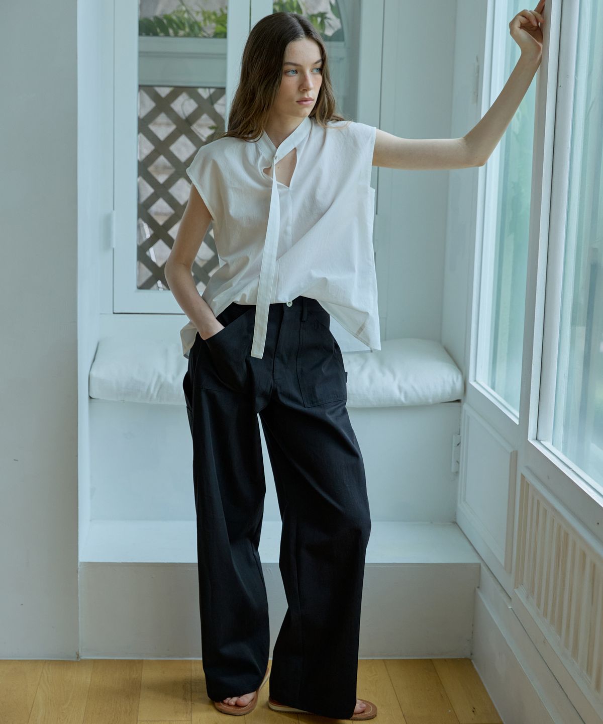 오픈도어스튜디오(OPENDOORSTUDIO) wide cargo pants Black