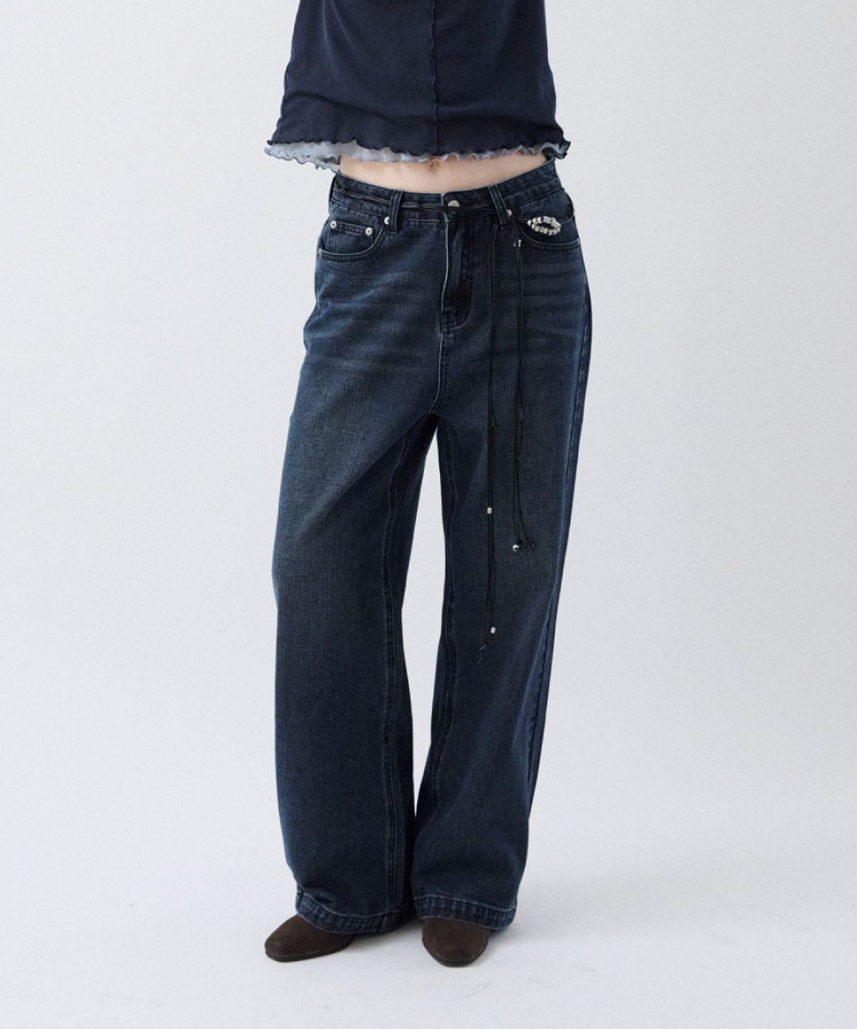 토아베(TOAVE) Pendant Wide Denim Pants (Dark Blue)