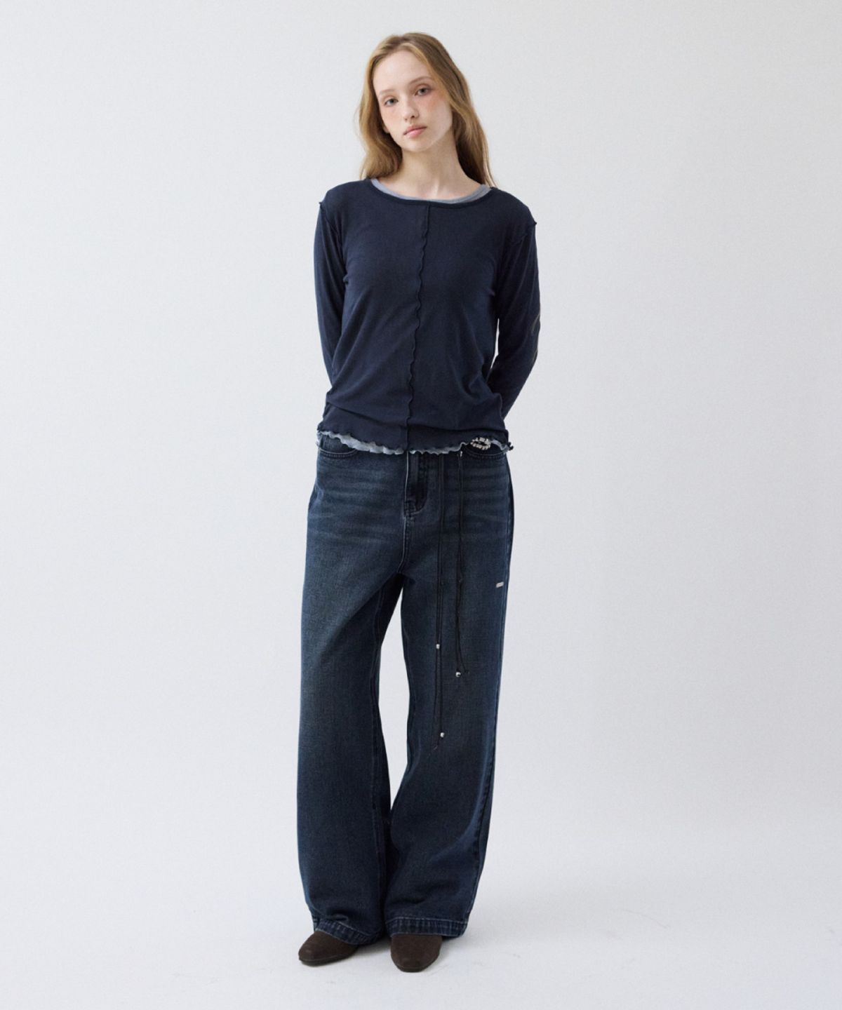 토아베(TOAVE) Pendant Wide Denim Pants (Dark Blue)