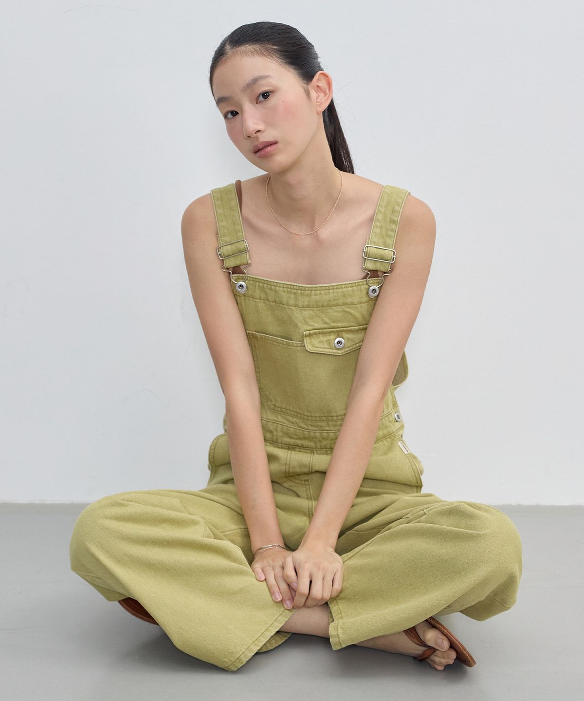 시티브리즈(CITYBREEZE) 데님 오버롤_OLIVE