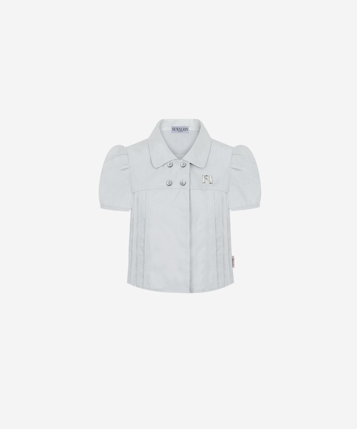 뉴얼린(NEWALRIN) NEWALRIN Emblem Pin tuck Shirt Top(3Colors)