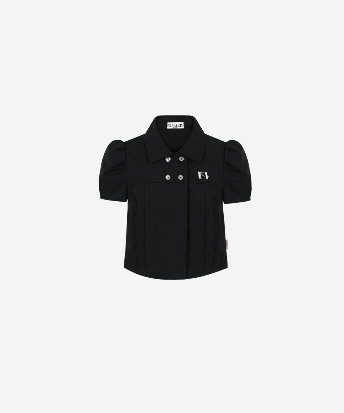 뉴얼린(NEWALRIN) NEWALRIN Emblem Pin tuck Shirt Top(3Colors)