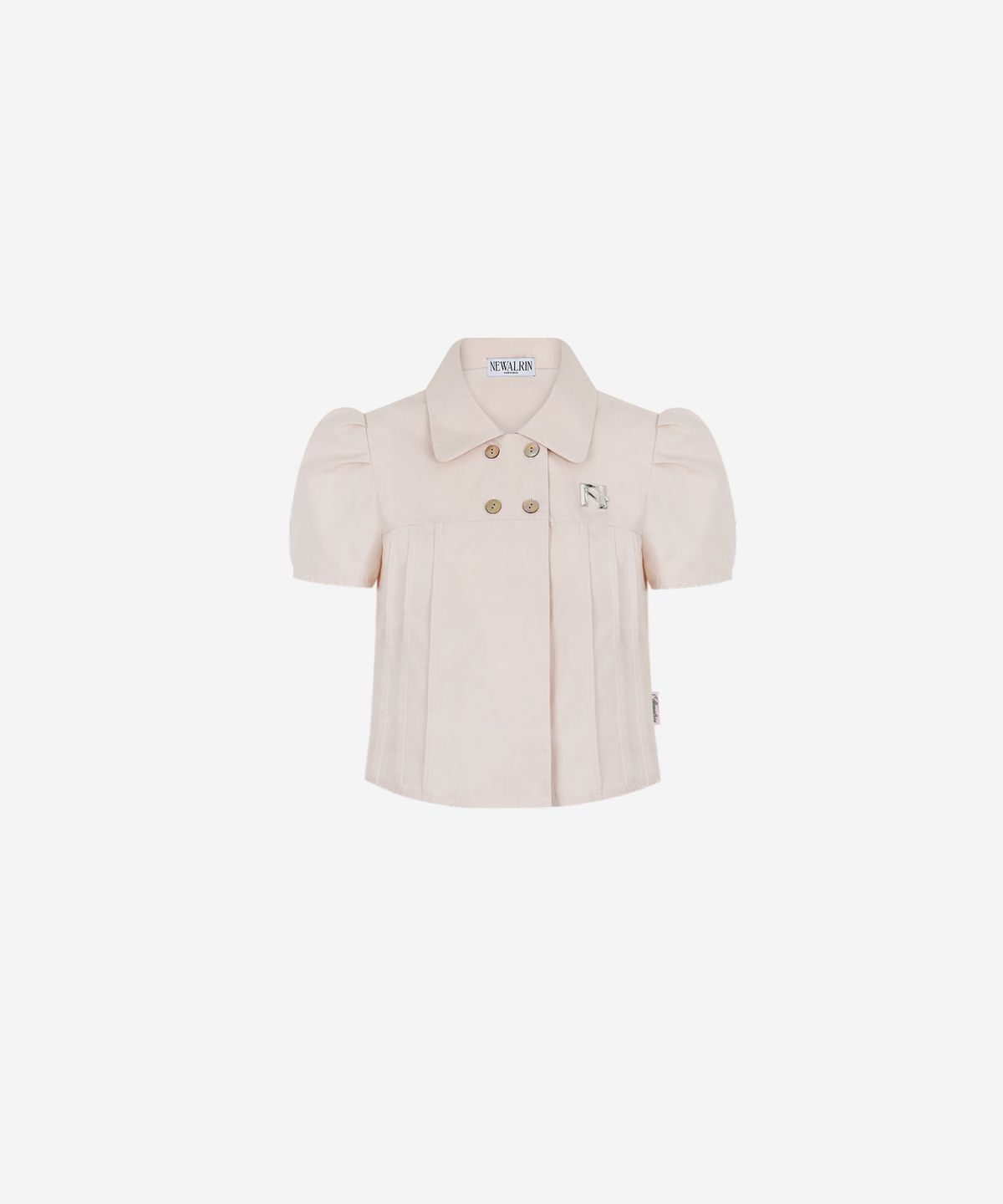 뉴얼린(NEWALRIN) NEWALRIN Emblem Pin tuck Shirt Top(3Colors)