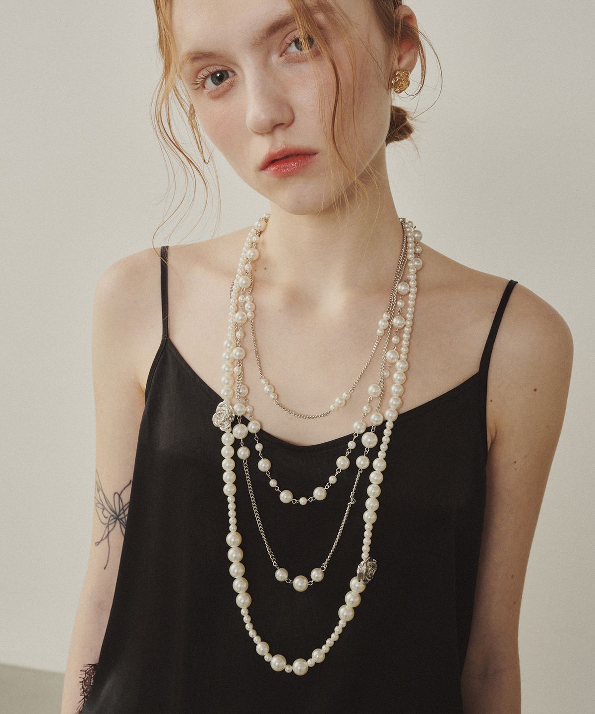 멜리앤로즈(MELLY&ROSE) Rose 레이어드 진주 목걸이(315349)