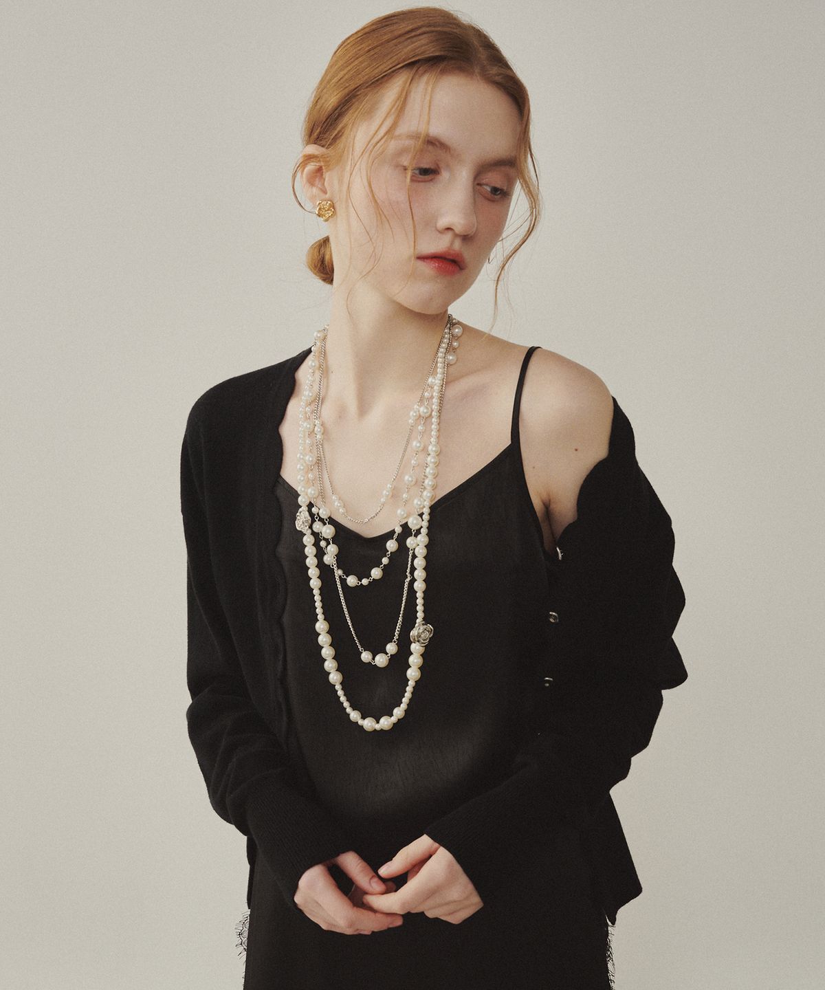 멜리앤로즈(MELLY&ROSE) Rose 레이어드 진주 목걸이(315349)