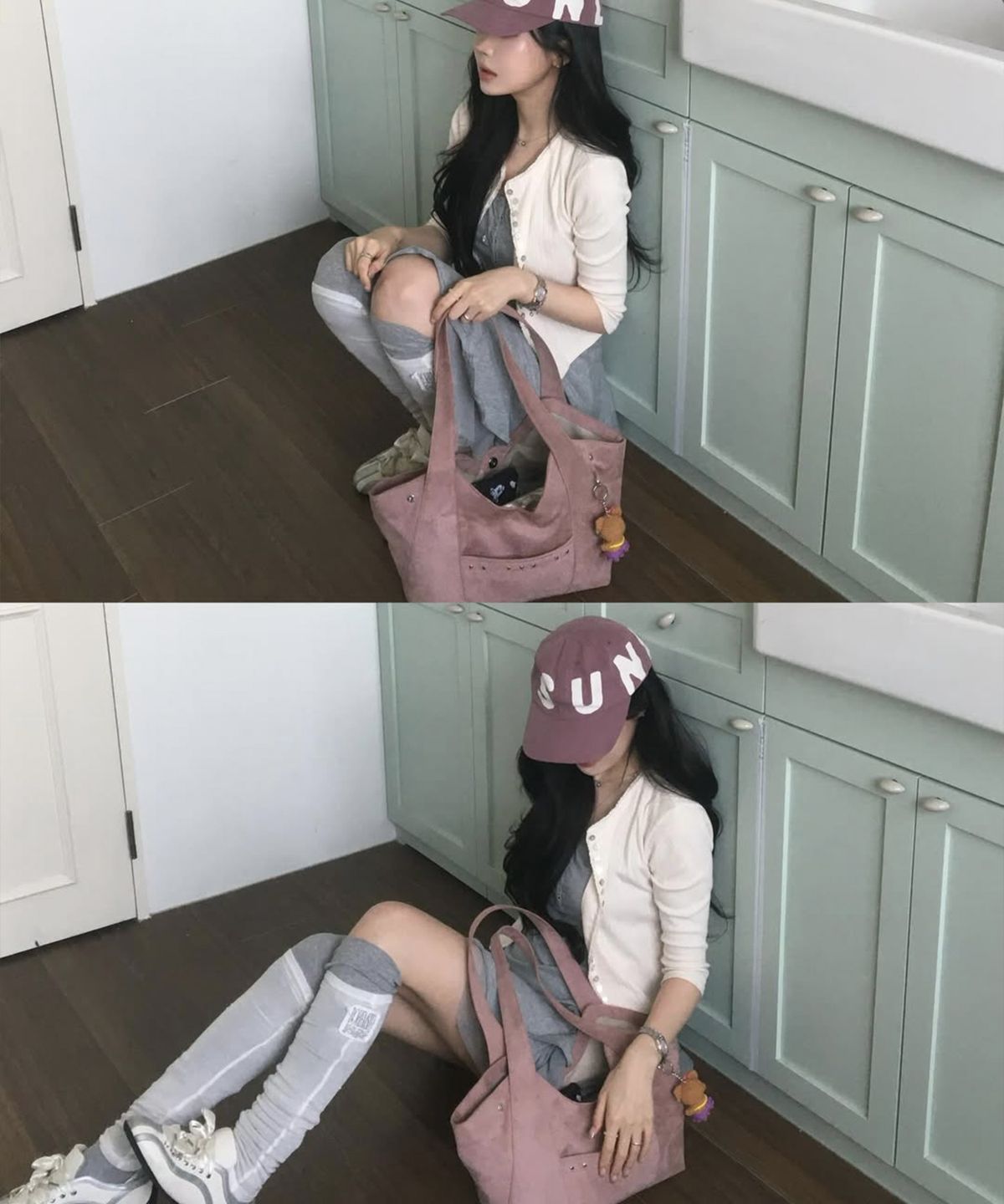 버던(VERDAN) Aube Suede Shopper Bag_rose