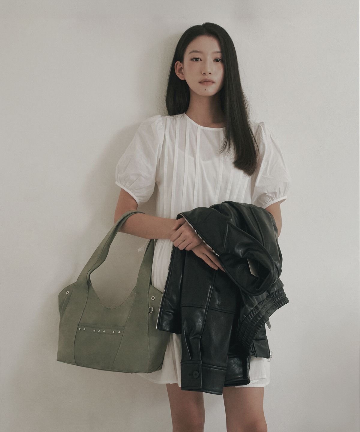 버던(VERDAN) Aube Suede Shopper Bag_green