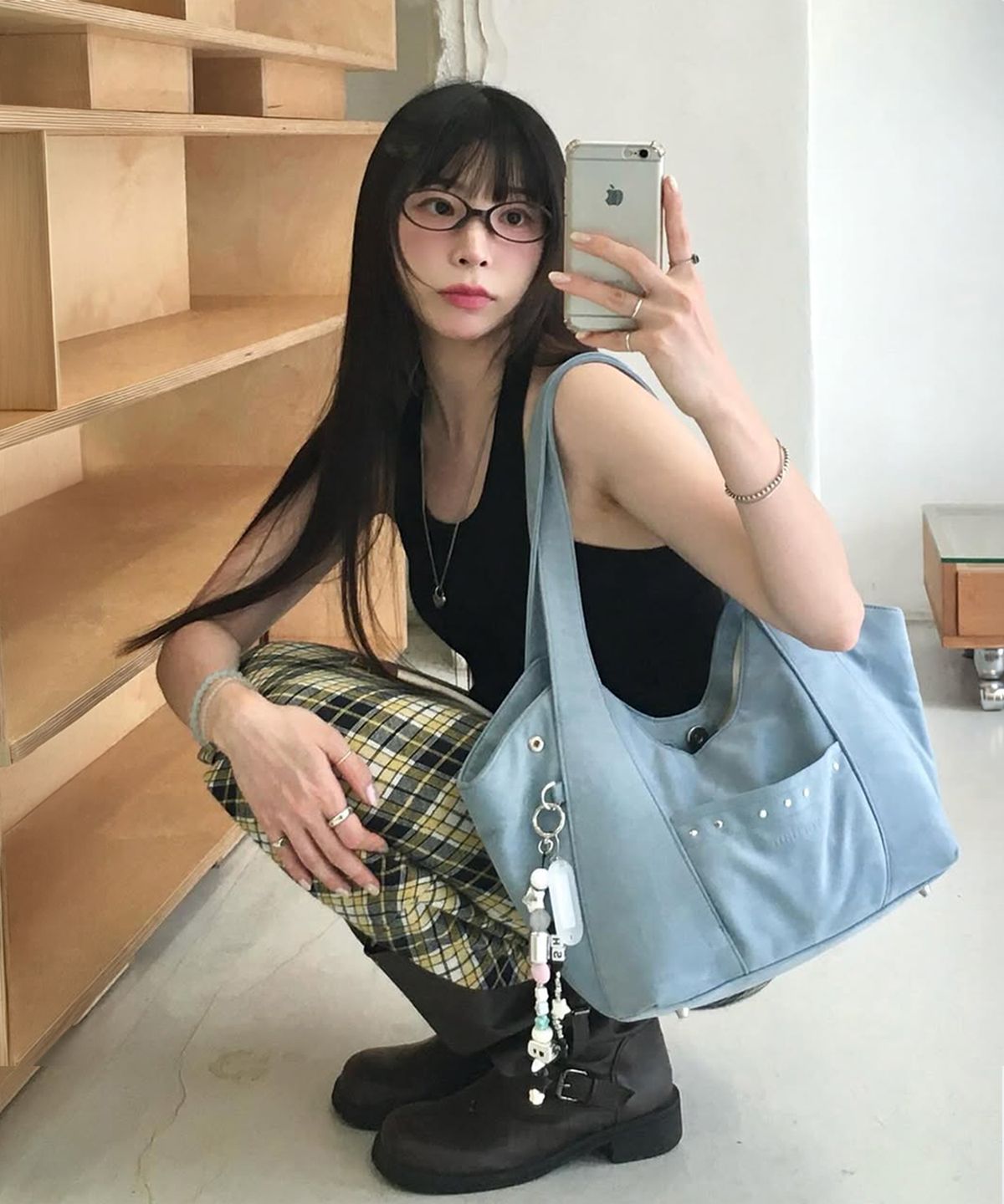 버던(VERDAN) Aube Suede Shopper Bag_blue