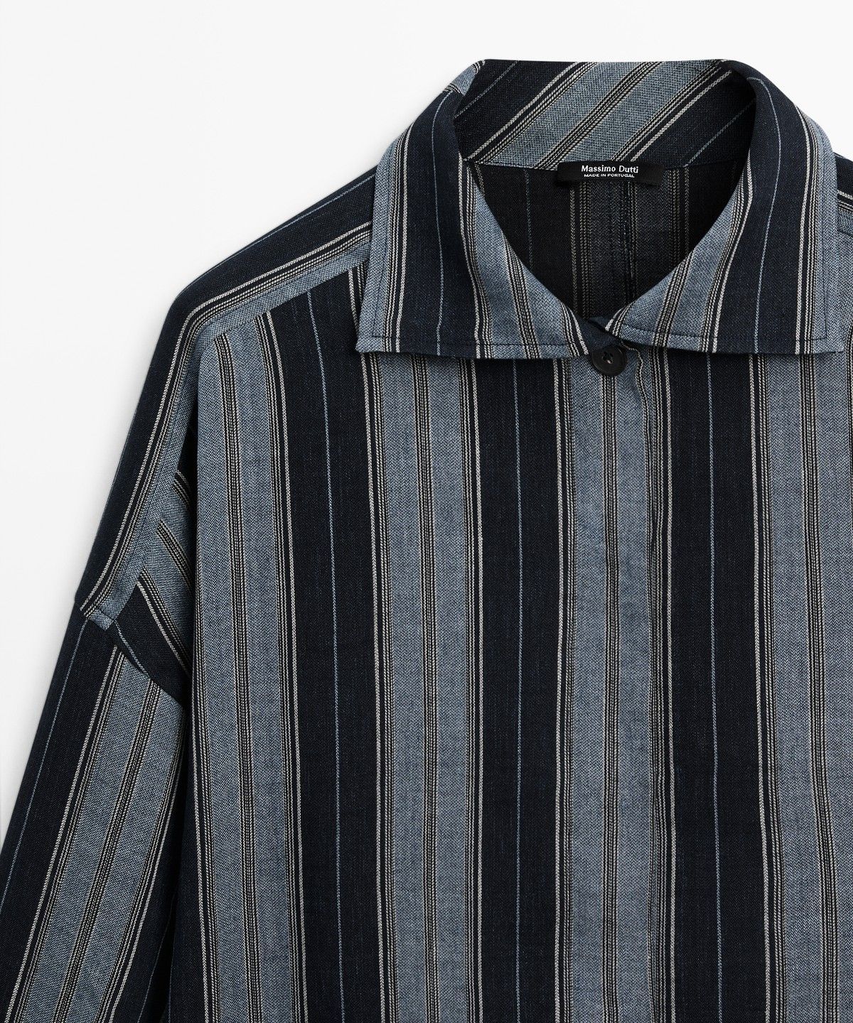 마시모두띠(MASSIMO DUTTI) 플루이드 스트라이프 코튼 린넨 셔츠
