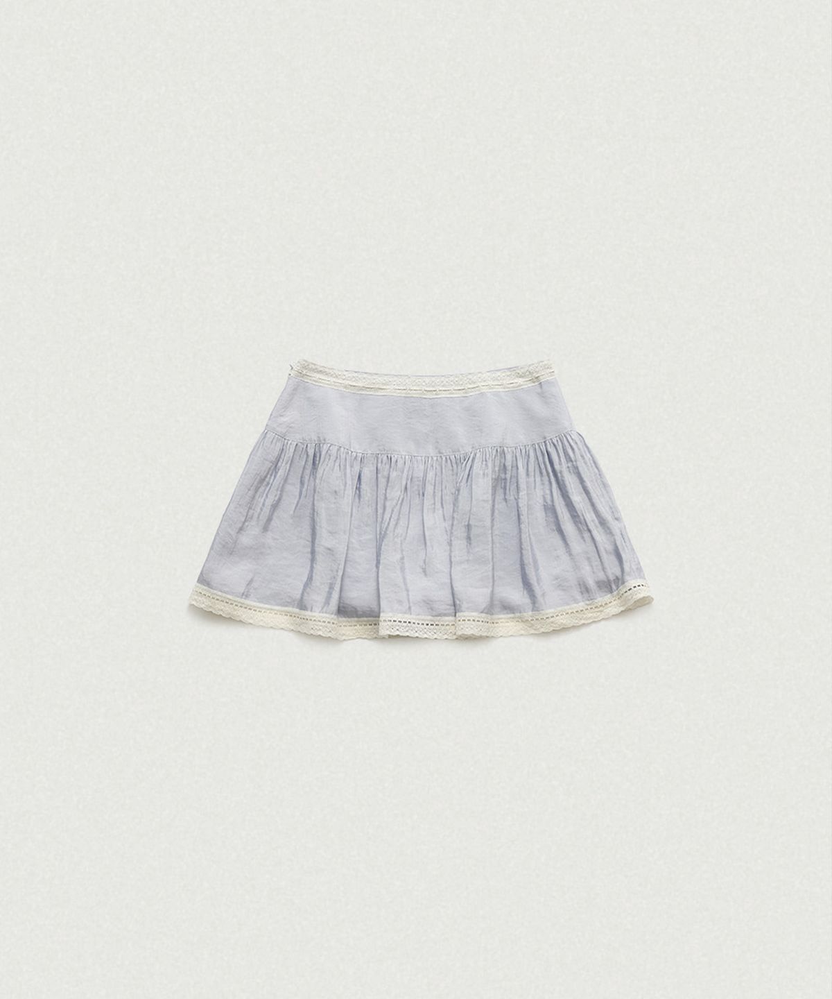 더바넷(THEBARNNET) Riley Shirring Lace Trim Skirt_Dusty Blue